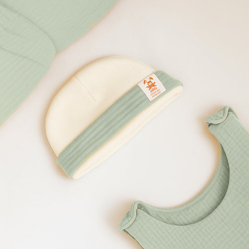 Bonnet Naissance en Coton Bio - Vert | PaPate