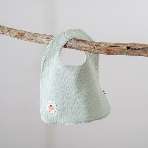 Bavoir Bébé en Coton Bio Double Face — Vert