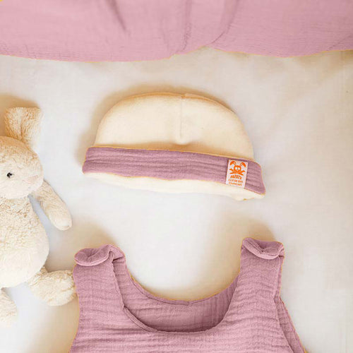Bonnet Naissance en Coton Bio — Rose